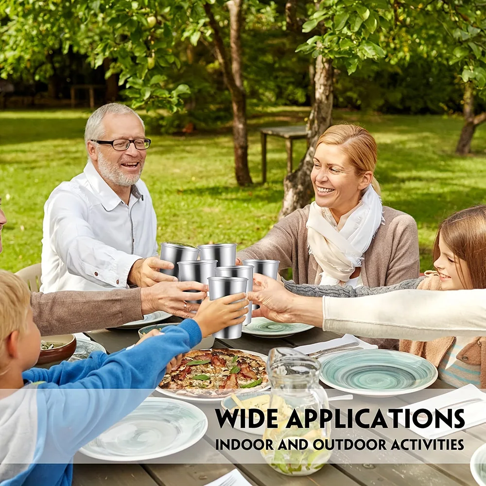 

6PCS single-layer beer glasses, 400ml stainless steel beer glasses, smooth rounded edges without hurting the mouth, stackable