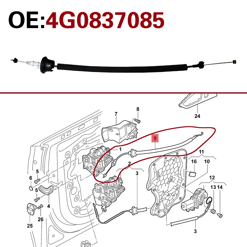 

4G0837085 for Audi A6 C7 2012-2018 Inner buckle handle wire lock block wire drawing inner wire