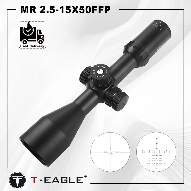 T-EAGLE-Riflescope Spotting Scope for Rifle Hunting, Illumination Glass, Etched Reticle Optical Sights, Tactical MR 2.5-15X50FFP