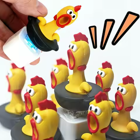 Cute Screaming Chicken Push Keyboard Sound Funny Toys Office Decompression Novelty Mechanical Keyboard Keychain Pendant Button