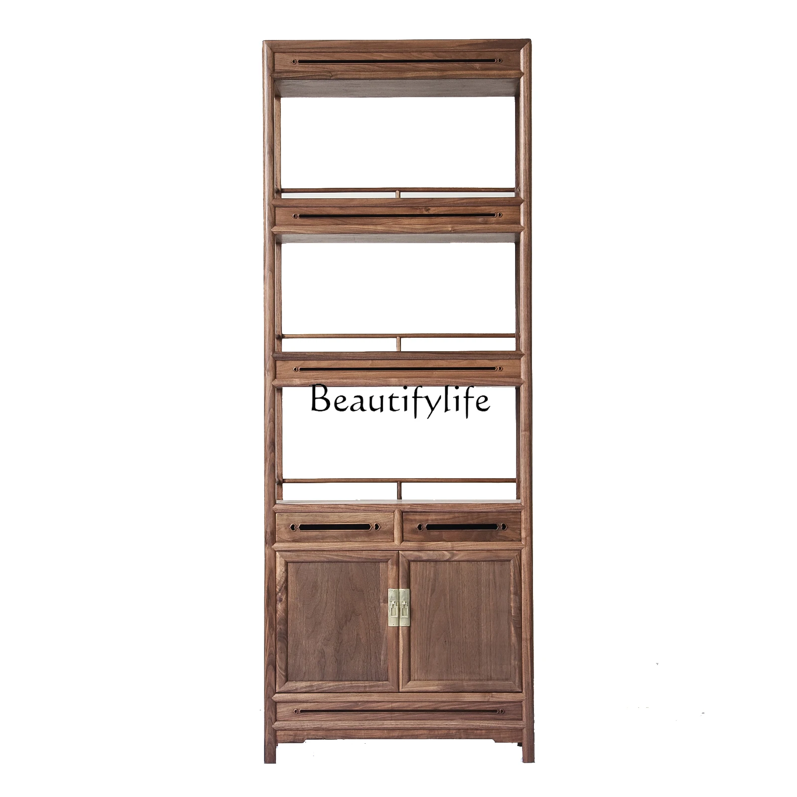 

Chinese Zen Shelf Storage Shelf Ming Solid Wood Black Walnut Bookcase