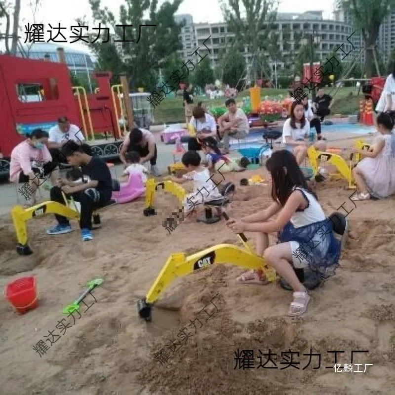 Kids Manual Alloy Excavator Ride On Sand Digging Toy Vehicle Ergonomic Seat Outdoor Playground Construction Machine For Boys