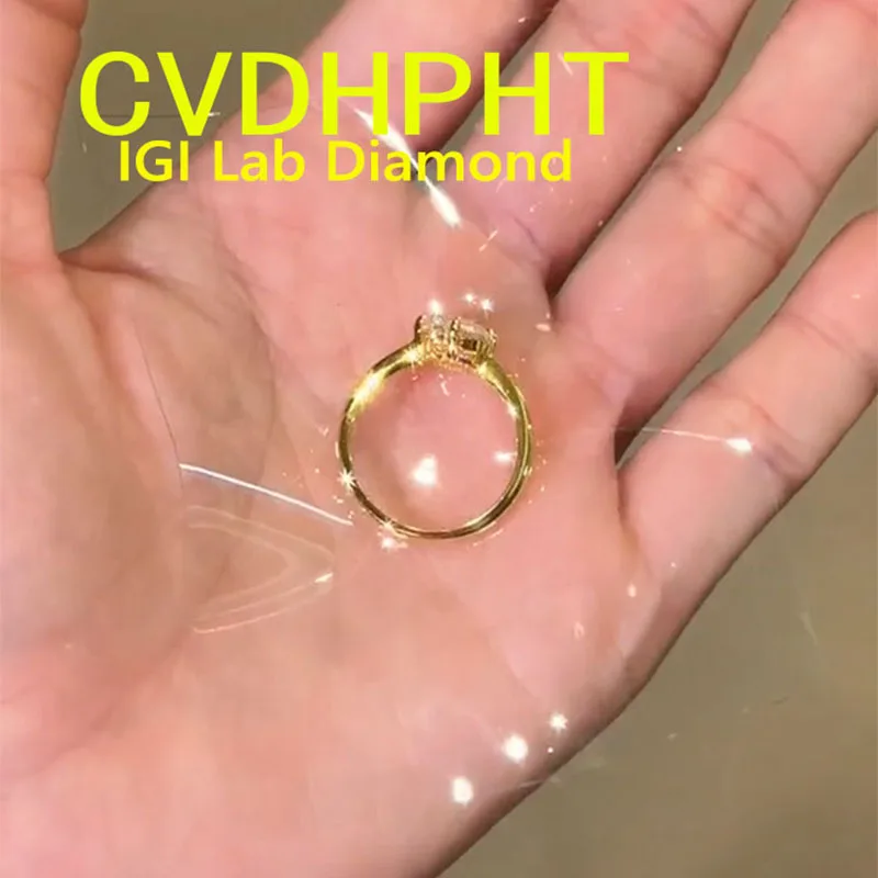 

Solid 18K YELLOW gold Lab grown dimaond ring IGI Radiant cut 1 2 3 D VS1 Wedding engagement ring Payty gift