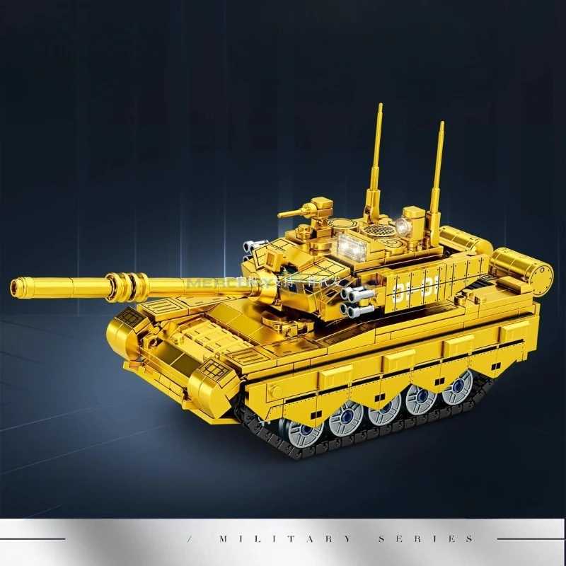 99A Golden Tank Model Building Blocks MOC K2069 Domestic Battle Armor Military Construction High Tech DIY Toy Gift Kids Aldults