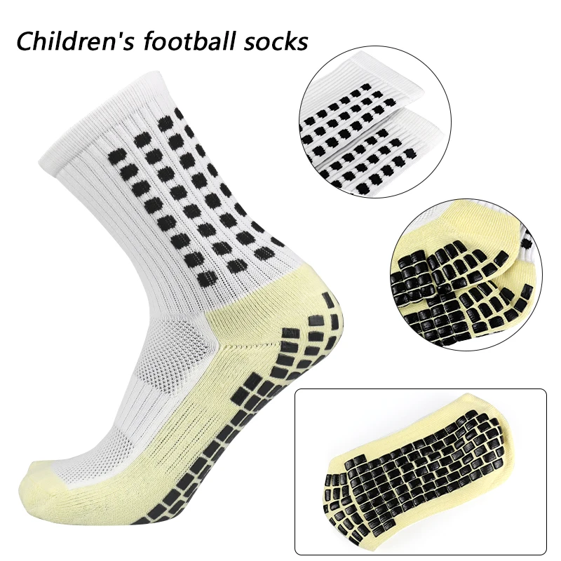 3 pairs 34-39 children breathable sports soccer socks square silicone non-slip grip football socks calcetines hombre