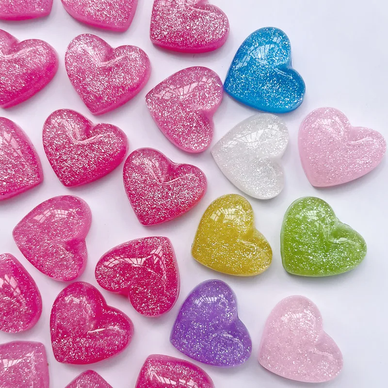 30pcs Love Heart Bling Flat Back Resin Cabochon Scrapbooking DIY Phone Case Hair Clip Shoes Jewelry Crafts Decor Accessories