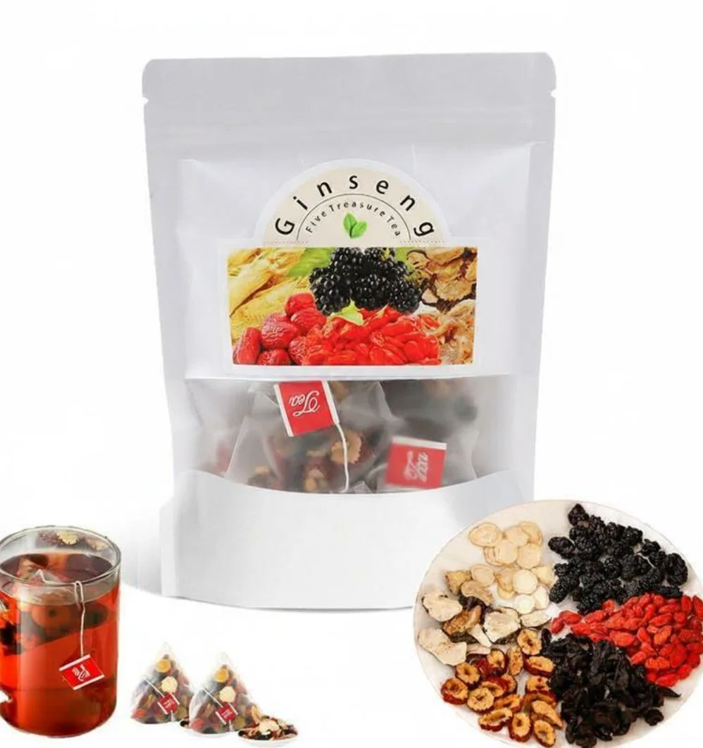 Té Orgánico para la Limpieza Renal con Ginseng, Cinco Tesoros, Desintoxicante Herbal, Fórmula Tradicional China Natural para Apoyar la Salud del Hígado