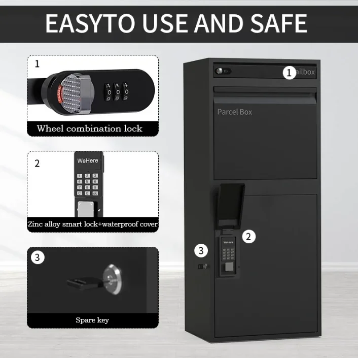 New Arrival Anti Theft Outdoor Wall Mount Detachable Metal Smart Mailbox Parcel Box For Residential Delivery Drop Box