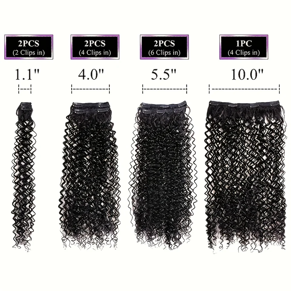 7 clips de extensiones rizadas para mujer, 50.8 cm, onda profunda sintética con clips, resistente al calor 2