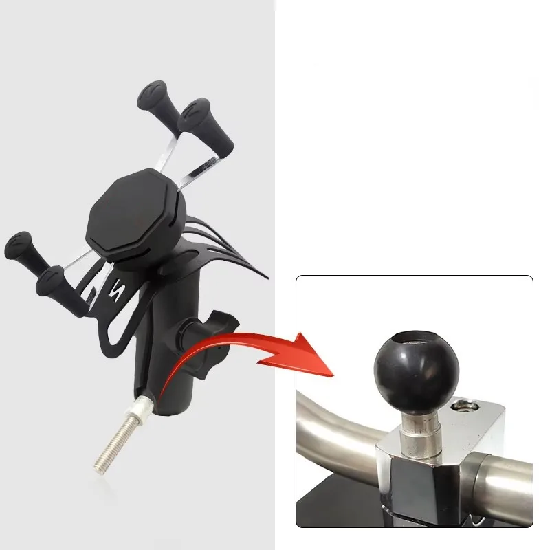 

4.7-7 Inch Ball Head Motorcycle Mobile Phone Holder With 1" Ball & M8 Screw Motorbike Accessories Fixed Car Holder