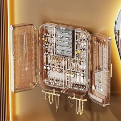 Wall Mount Earring Holder Jewelry Organizer Transparent Ring Necklace Storage Hanging Box Jewelry Holder Decor Display Rack