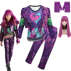 Girls Descendants 3 Mal Costume for Girls Evie Cosplay Costume Child Fantasia Halloween Clothes Wig Birthday Party Fancy Dress