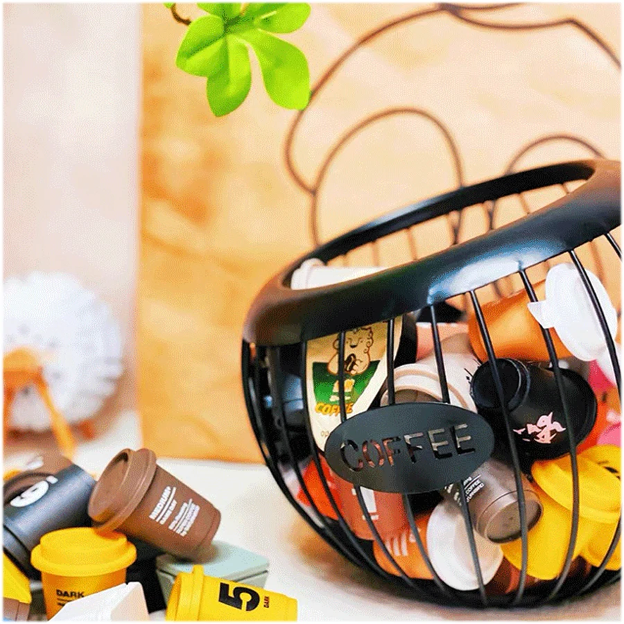 1PCS Creative European Shaped Melon and Fruit Basket Lron Coffee Capsule Storage Rack Dry Fruit Fruit Storage Rack Slant Mouth