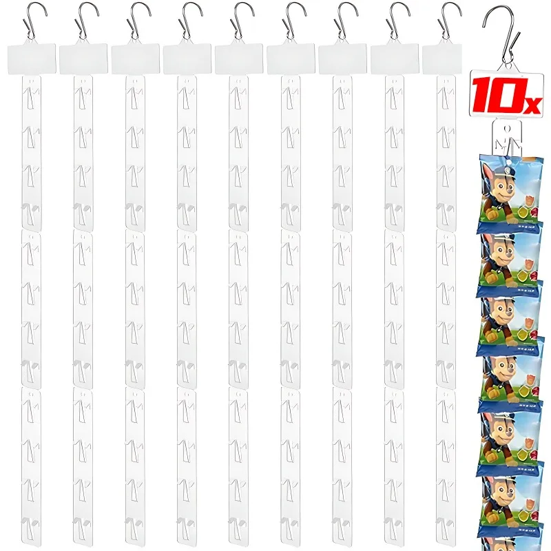 Plastic Snack Hanging Strips Store Hang Snacks Display Hanger with Hooks Supermarket Shelf Shop Merchandising Clip Strip Hooks