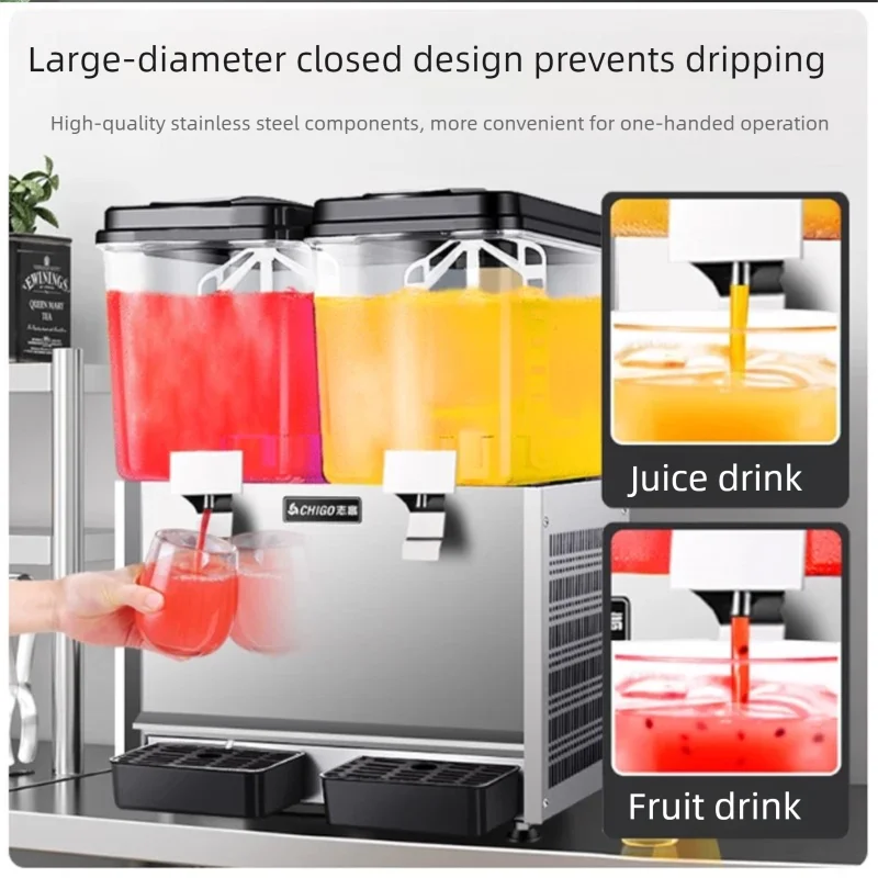 

Commercial Dual Cylinder Refrigeration Beverage Mixer Small Buffet Juice Machine for Business Use