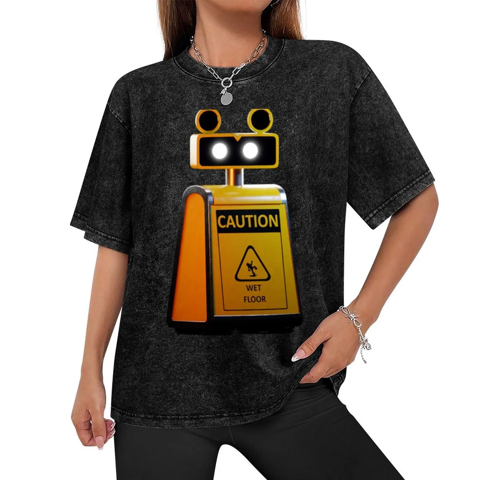 Wet Floor Sign Bot T-Shirt anime t shirts graphics anime tshirt street wear mens t shirt graphic