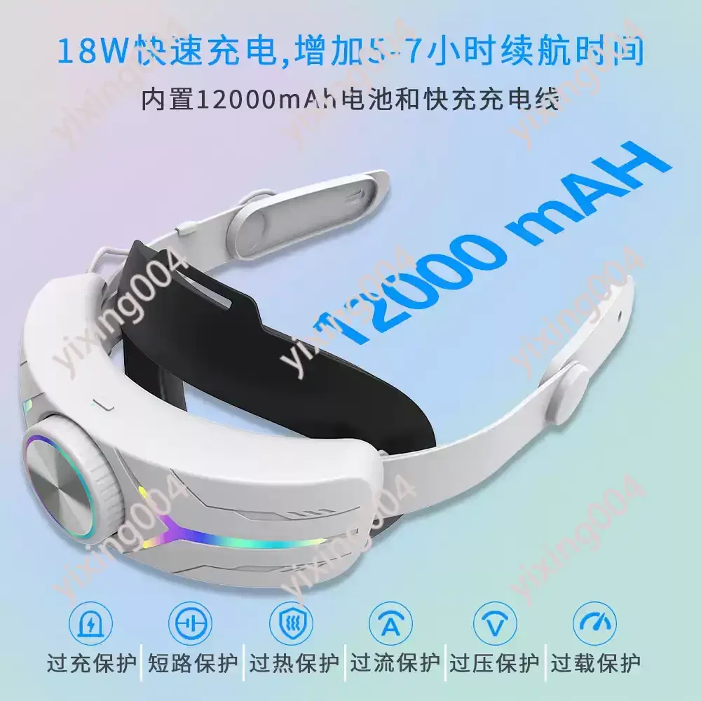 

12000mAh Charging Head Strap, RGB Halo Adjustable Headband, 25W Fast Charging VR Accessory
