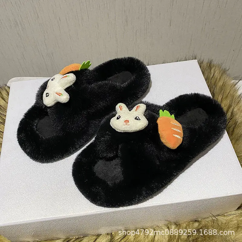 Women's Indoor Slippers 2024 Autumn and Winter New Plush Home Lazy Slippers Anti slip Durable Fashion Warm Sandals Slippers