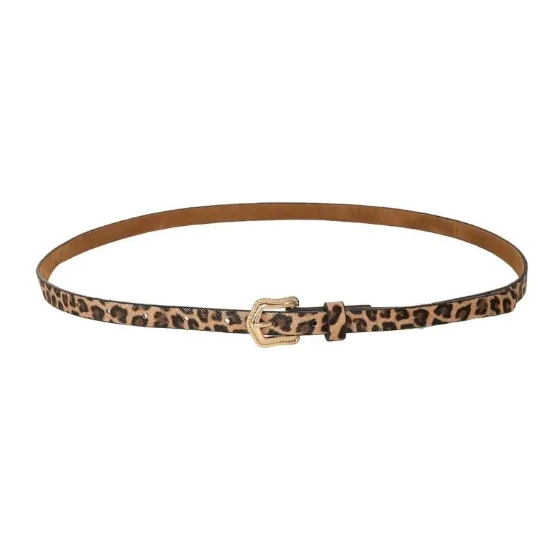 

39BB Elegant Leopard Waistband Vintage Waist Belt for Women Metal Buckle Female's Waist Belt Stylish Designing Waist Chain