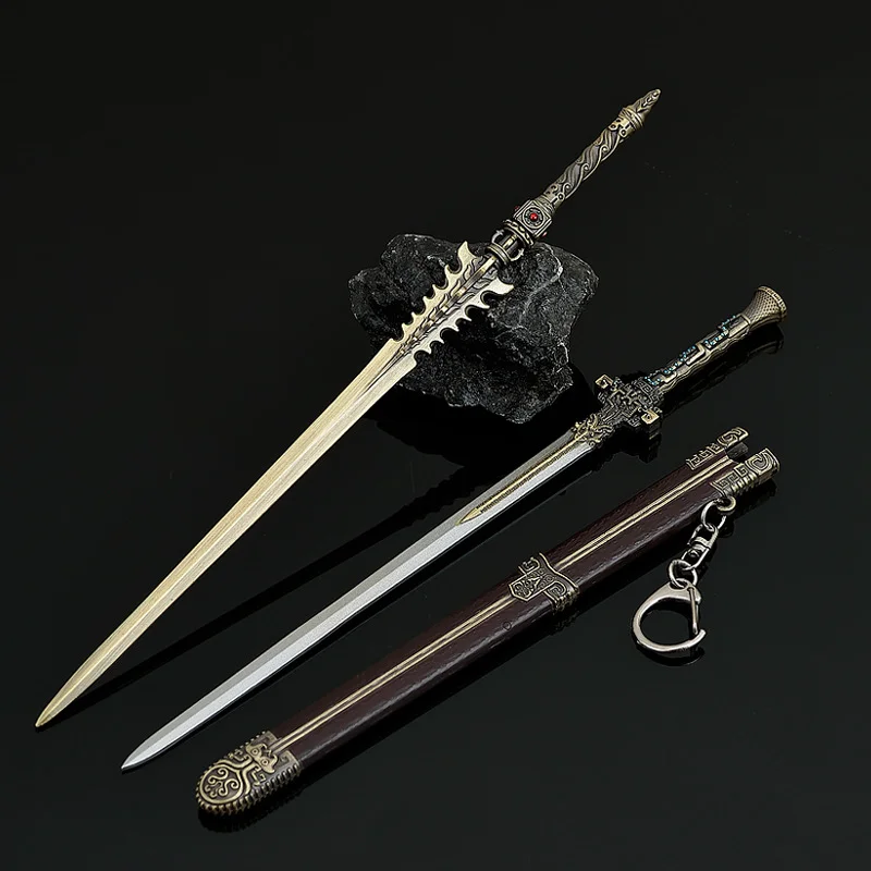 Periféricos de película FEUD de 22cm, espada Bai Jiu Si Qiyue totalmente de Metal con vaina, modelo de cuchillo, espada de juguete, colección de adornos artesanales Katana