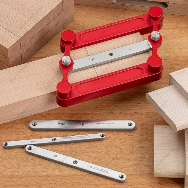 HLH Woodworking Straight Hole Locator, Round Tenon & Wooden Stick Log Hole Punching Positioning Tool