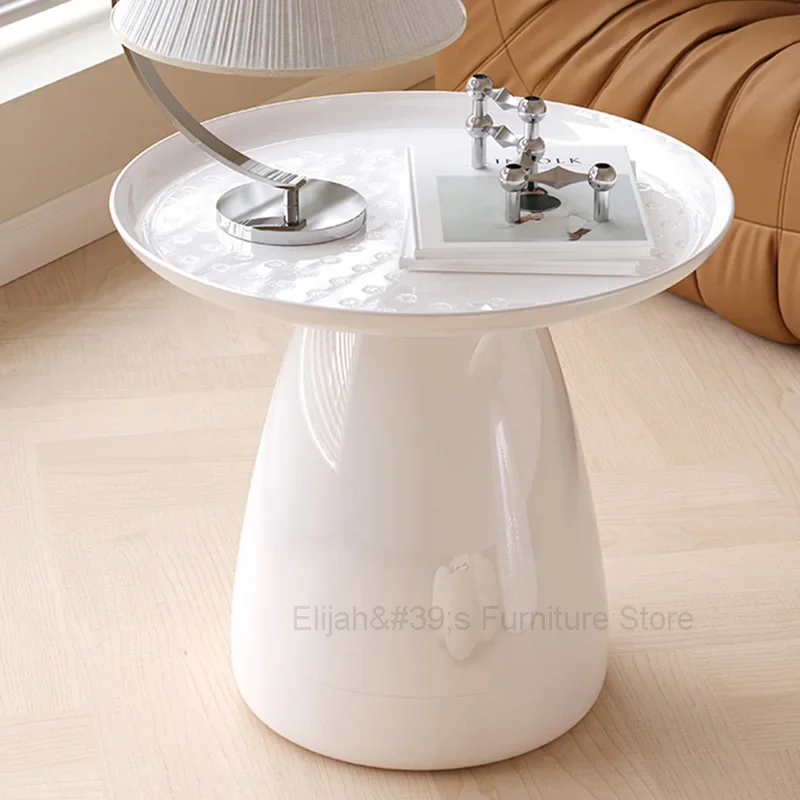 Nordic Coffee Table Small White Plastic Tray Living Room Round Side Corner Coffee Table Bedroom Mesa Auxiliar Salon Furnitures