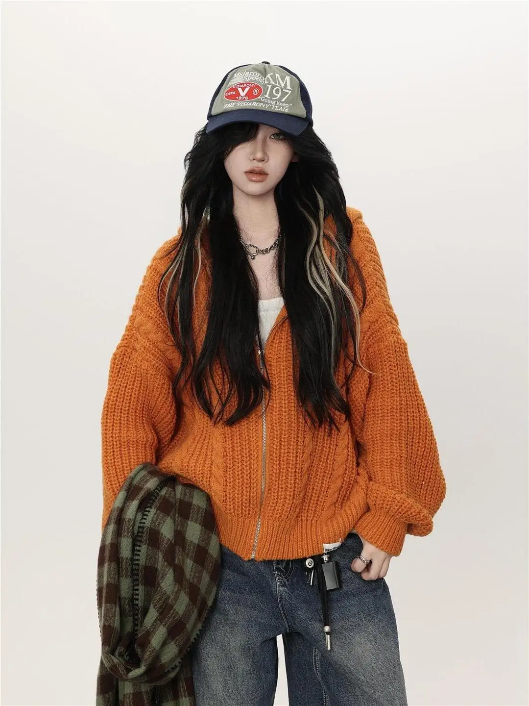 

Повседневный вязаный свитер с капюшоном свободного кроя в американском ретро-стиле, осенне-зимняя верхняя одежда Dopane Sle