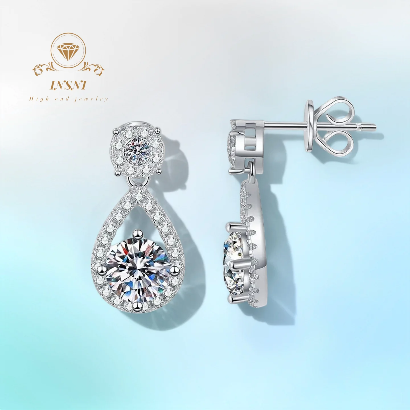 

1Ct D Color Teardrop Moissanite Earrings S925 Silver Geometric Korean Style Certified Stud Jewelry Gift For Women hypoallergenic