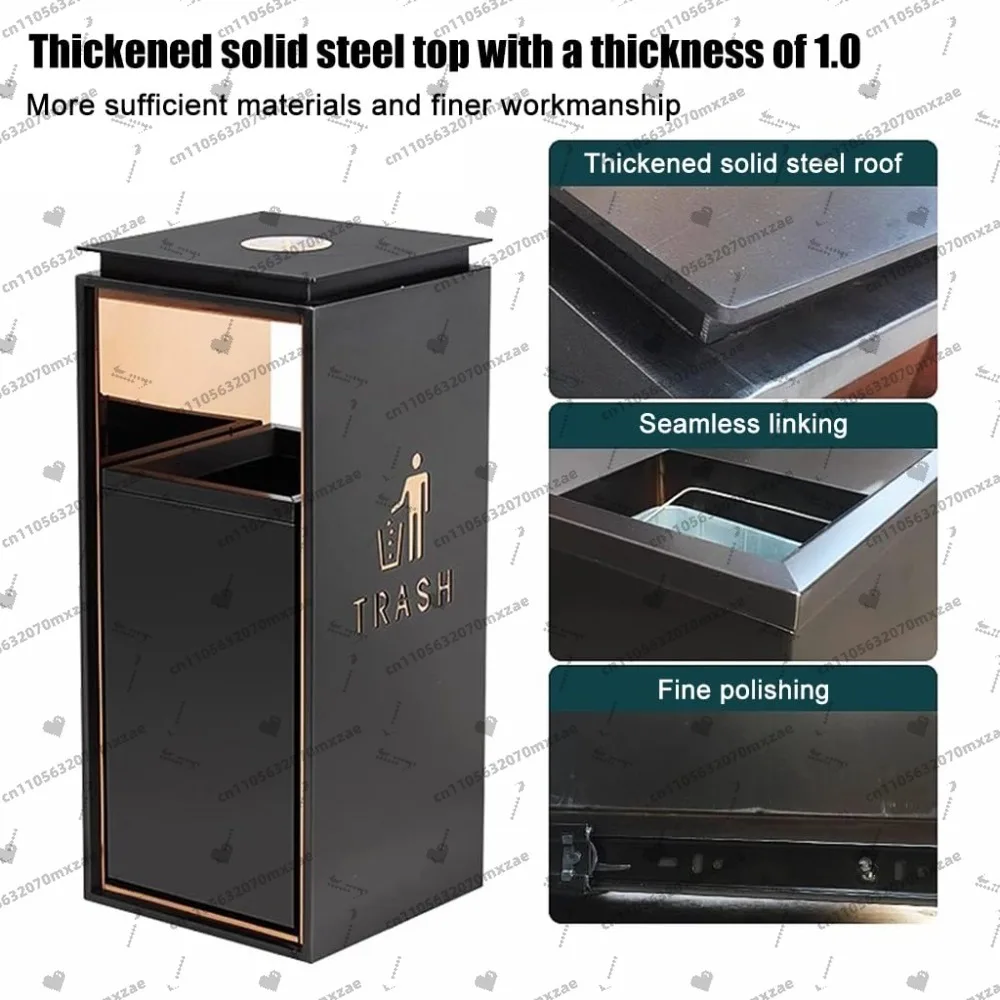 سلة المهملات التجارية الخارجية، سلة المهملات الداخلية والخارجية المصنوعة من الفولاذ المقاوم للصدأ مع غطاء، للمكتب ومدخل مصعد المطعم