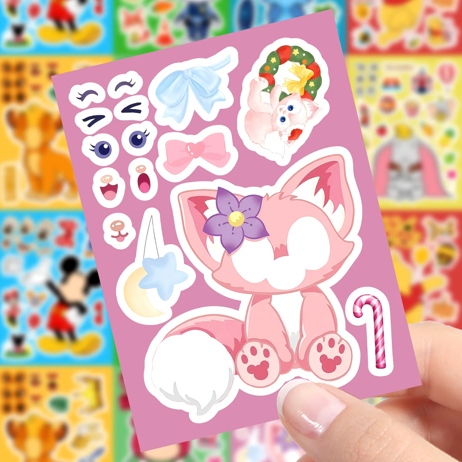 8/16 Blatt Disney Cartoon Zootopia Mickey Mouse Puzzle Aufkleber Make-a-Face Lustige Aufkleber Montieren Puzzle Kinder Geschenk Spielzeug