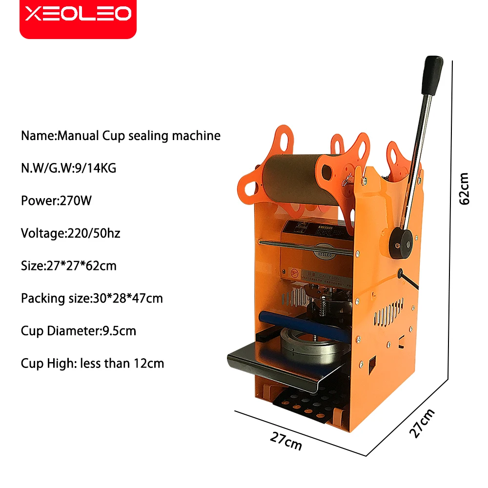 Xeoleo Manual Cup sealing machine for 9/9.5cm cup Bubble tea machine Cup sealer for Coffee/Bubble tea Sealing machine