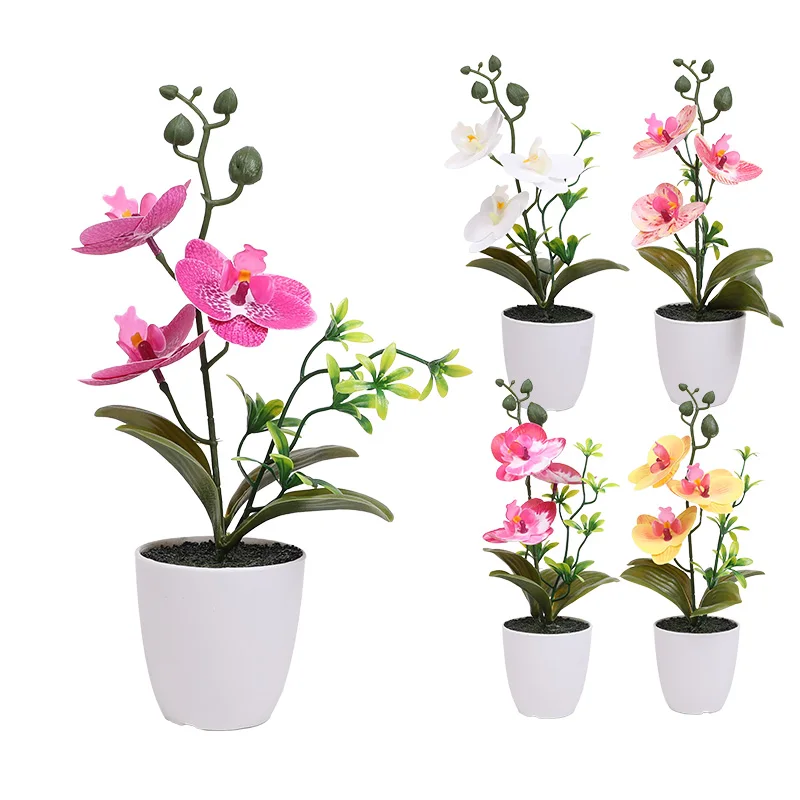 

1pc Phalaenopsid Phalaenopsis Potted Plant Simulated Flowers Indoor Room Ornaments Home Living Room Office Desktop Decoration