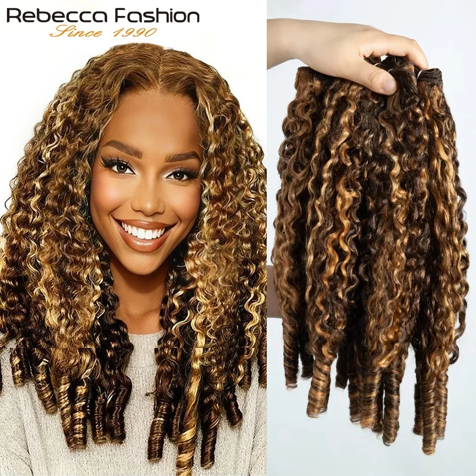 Extensions de cheveux humains bouclés birmans P4/27, mèches blond miel, extensions de cheveux naturels vietnamiens bruts, boucles Pixie