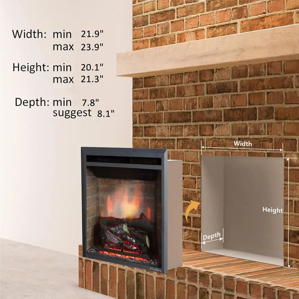مدفأة كهربائية غربية سوداء مع صوت حريق متصدع، جهاز تحكم عن بعد، 750/1500 وات، عرض 22.92 بوصة، ارتفاع 20.5 بوصة #3