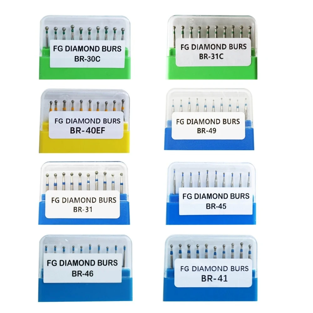 

8x10Pcs/Pack Dental Diamond Bur Multiple Model Optional Fit For Dental High Speed Handpiece Dental Instrument Tool BR Series
