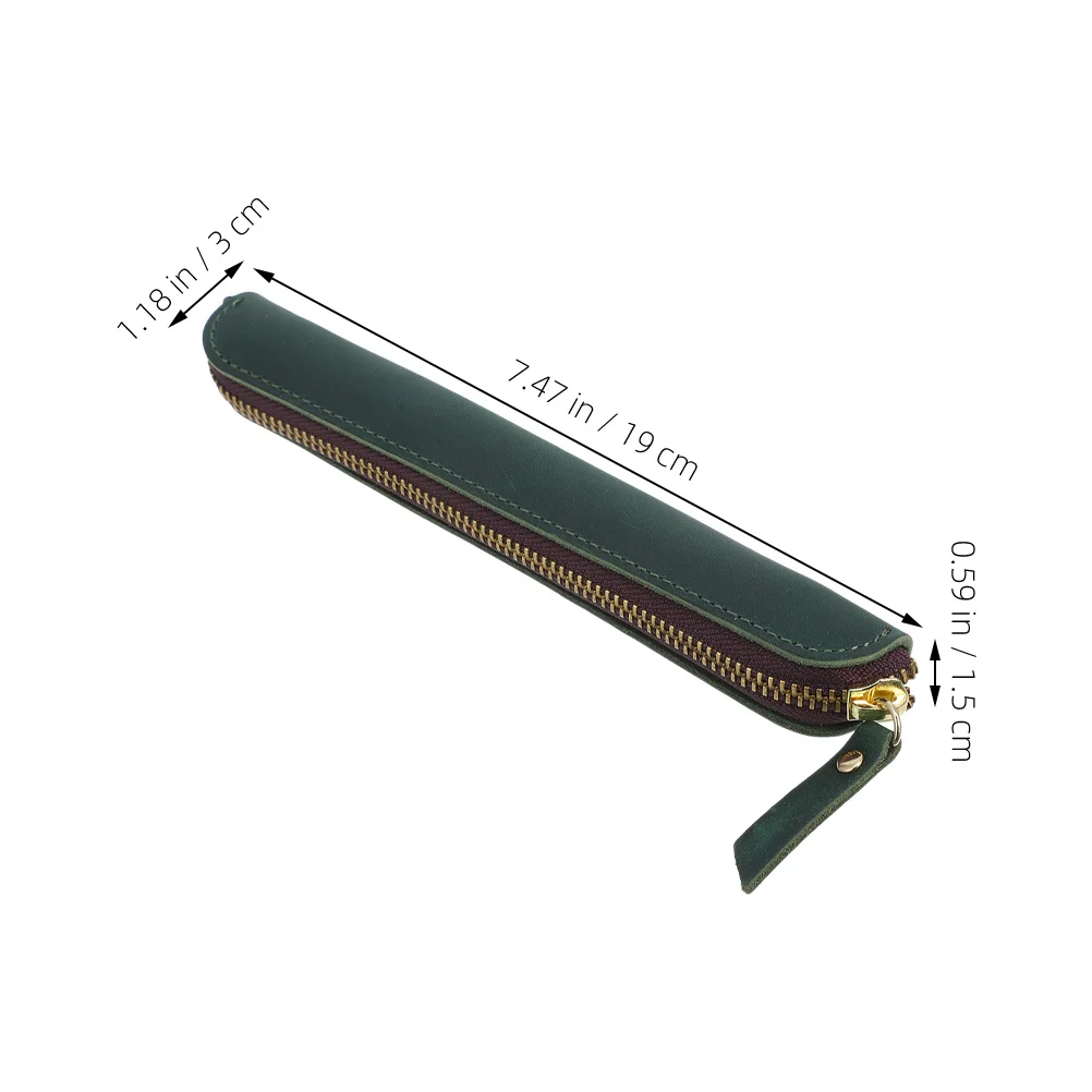 Mini estuche de bolígrafo de 2 uds., estuche de lápices de PU de 7,47 pulgadas, funda de bolígrafo portátil con cierre de cremallera de estilo Vintage para plumas estilográficas y