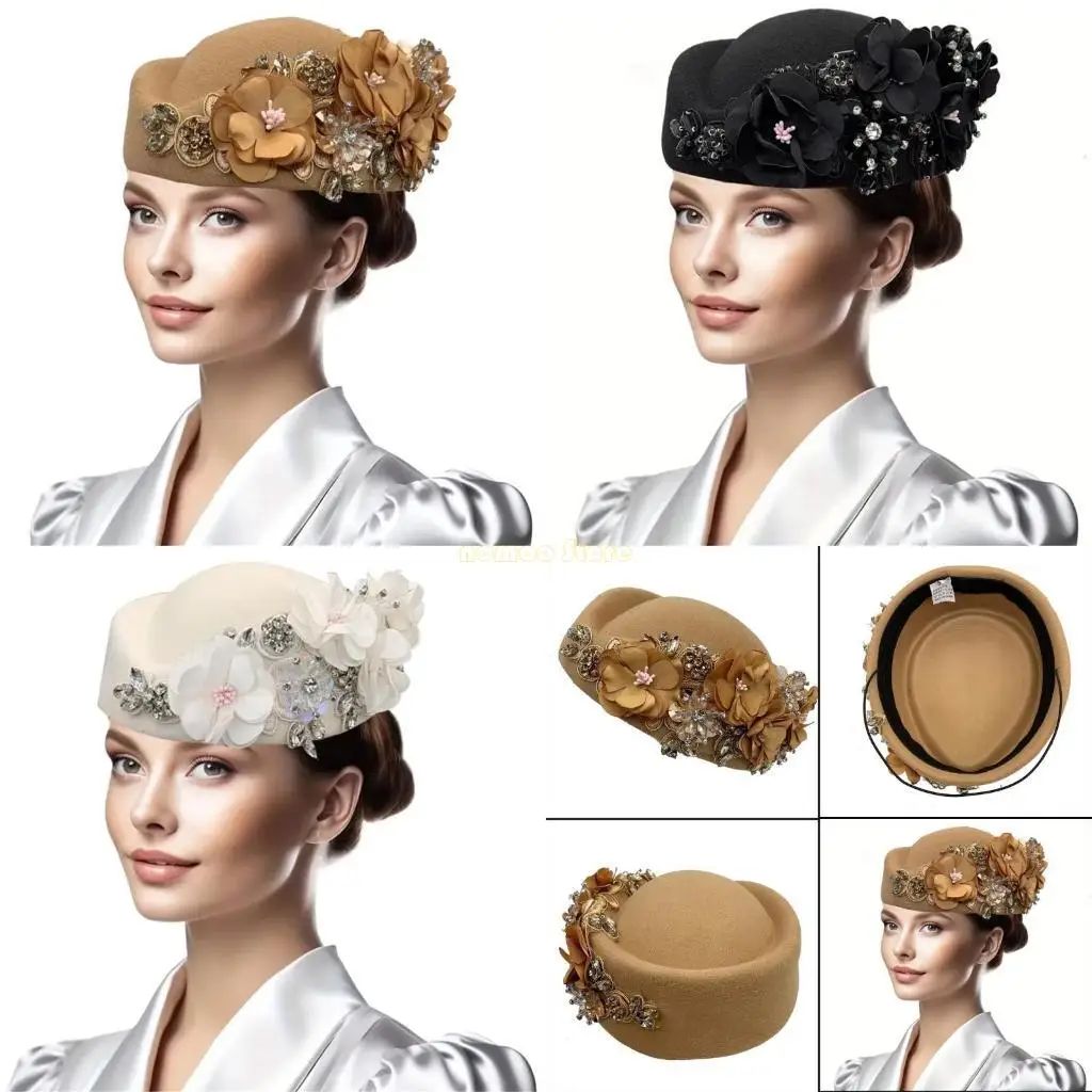

31BF Teaparty Hat Cocktail Party Flower Hat for Female Vintage Fascinator Hat 20s