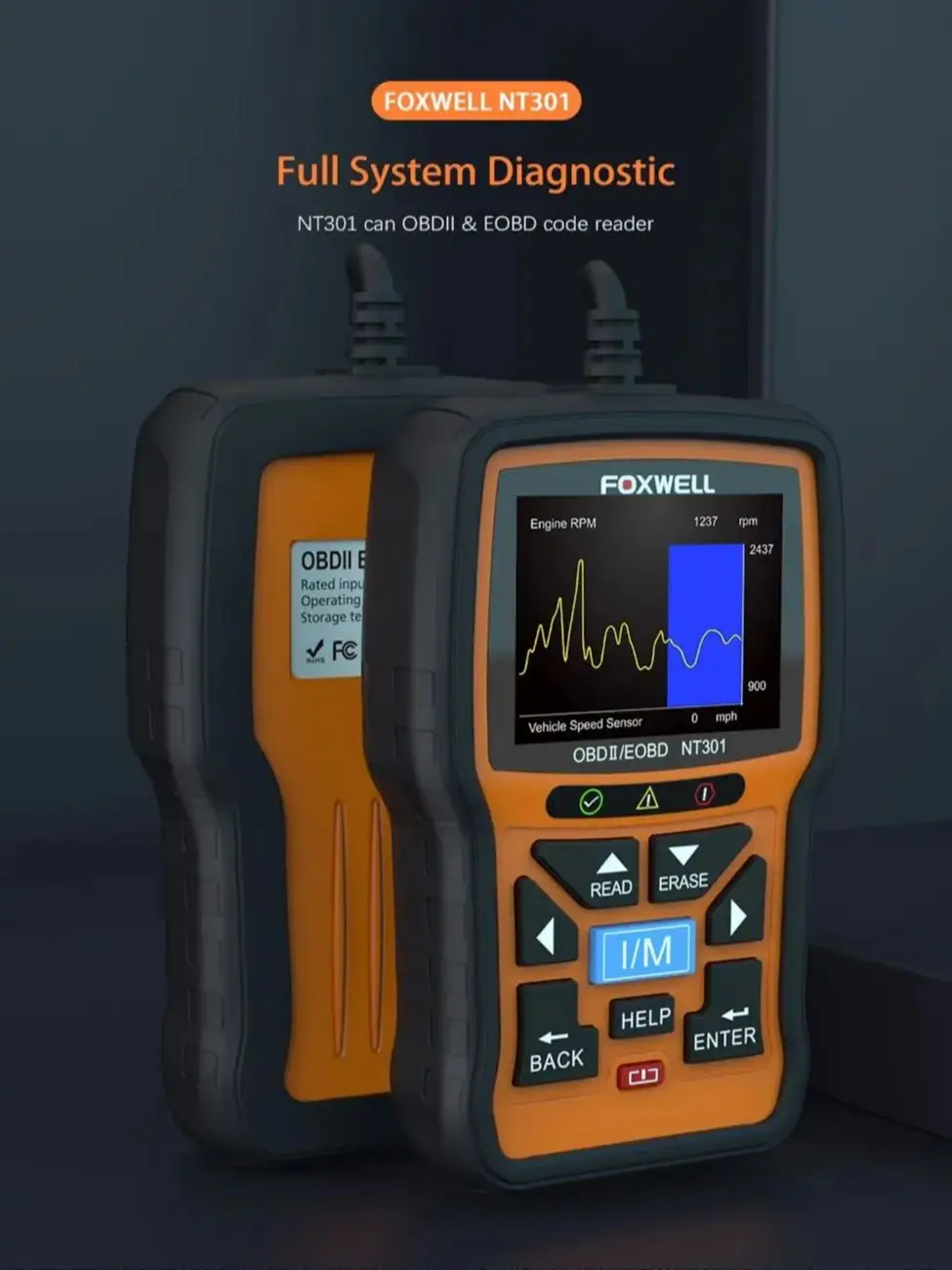FOXWELL NT301 OBD2-scanner Live data Professionele monteur OBDII diagnostische codelezertool voor Check Engine Light I/M-lezingen - afbeelding 2
