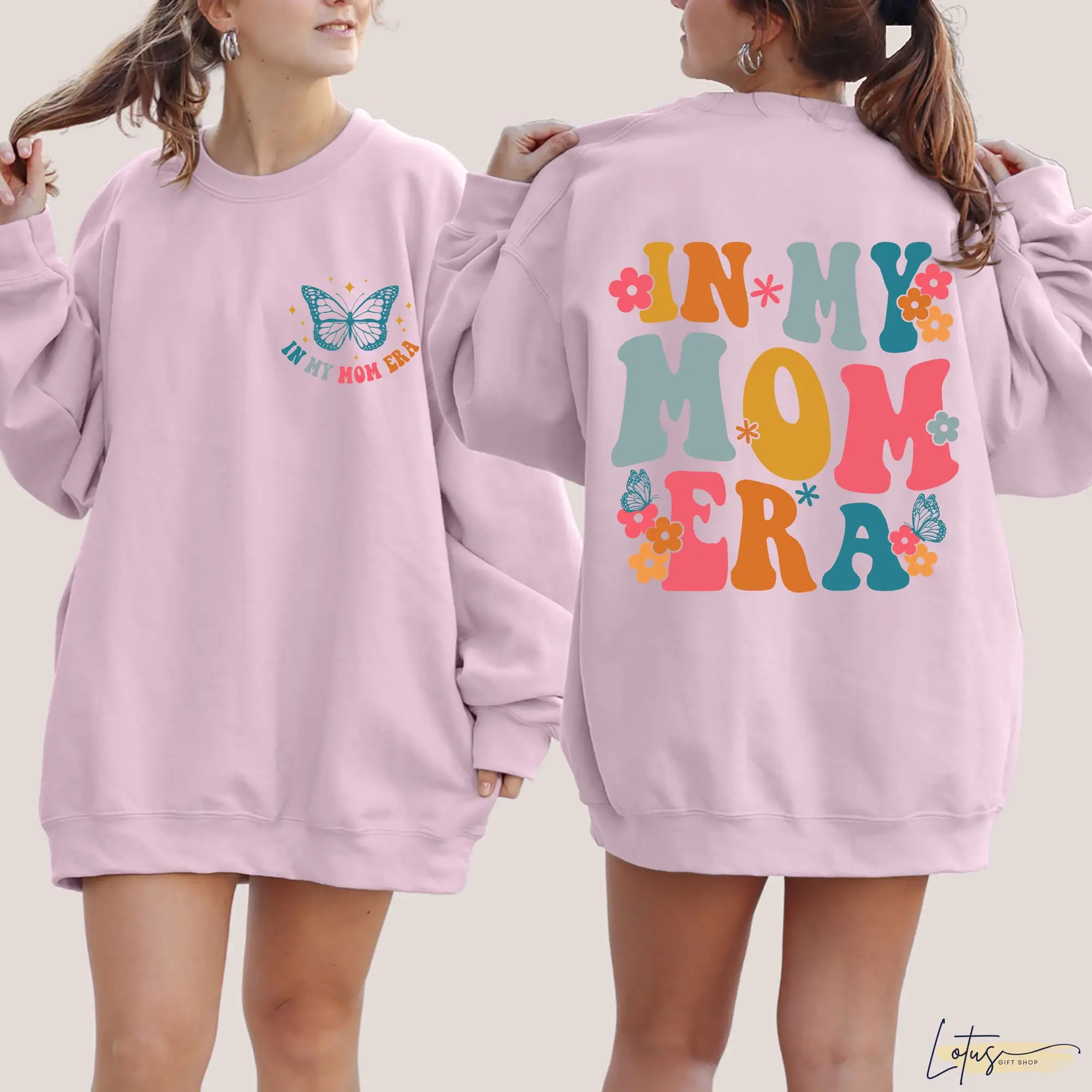 New Fashion Individuality Mother's Day Women Sweatshirt Vintage in My Mom Era Butterfly Female Sweater Fashion Casual Girl Tops