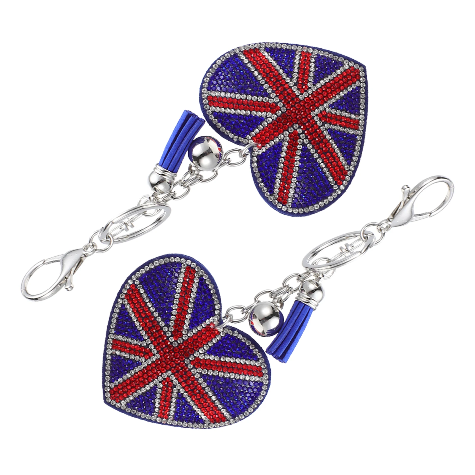 2 Pcs Flag Pendant Uk Heart Key Chains Keychain Union Jack British Themed Cute Women Earrings