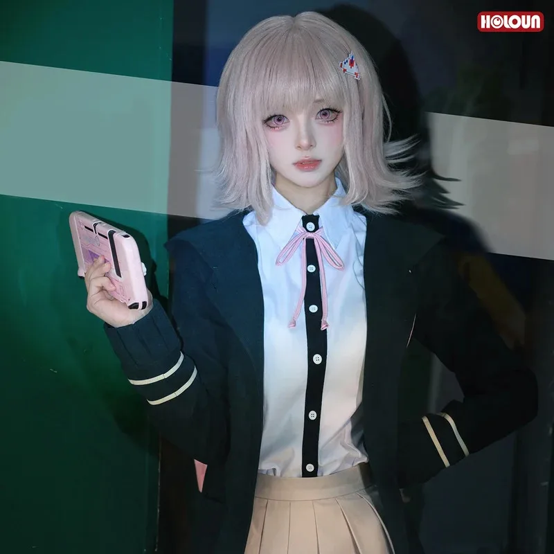 

Danganronpa Game Trigger Happy Havoc Nanami ChiaKi Cosplay Costume Coat Shirt Skirt Hair Clip School Uniform Cosx;8's,6;