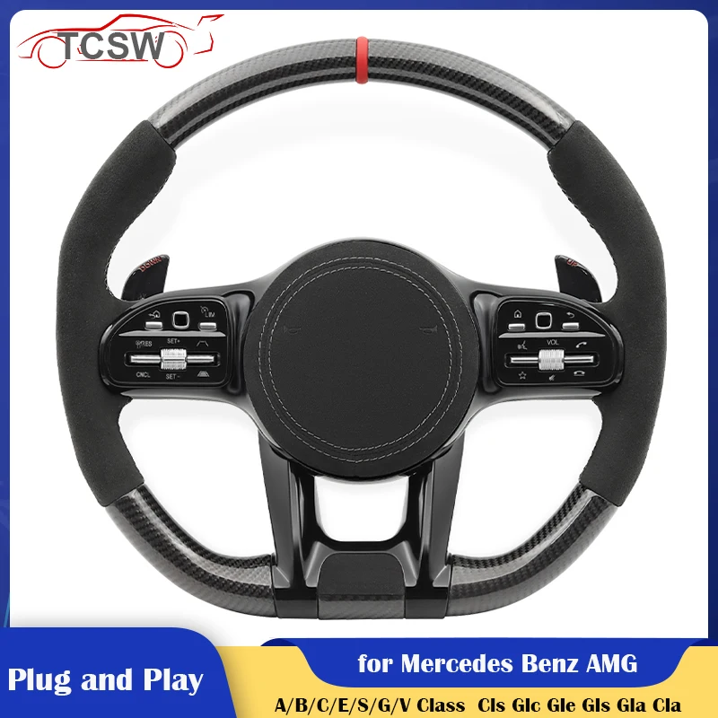 

TOP Carbon Fiber Car Steering Wheel for Mercedes Benz AMG W204 W205 W221 W222 S222 W246 C217 W205 W117 C117 CLK CLA45 G63 E63