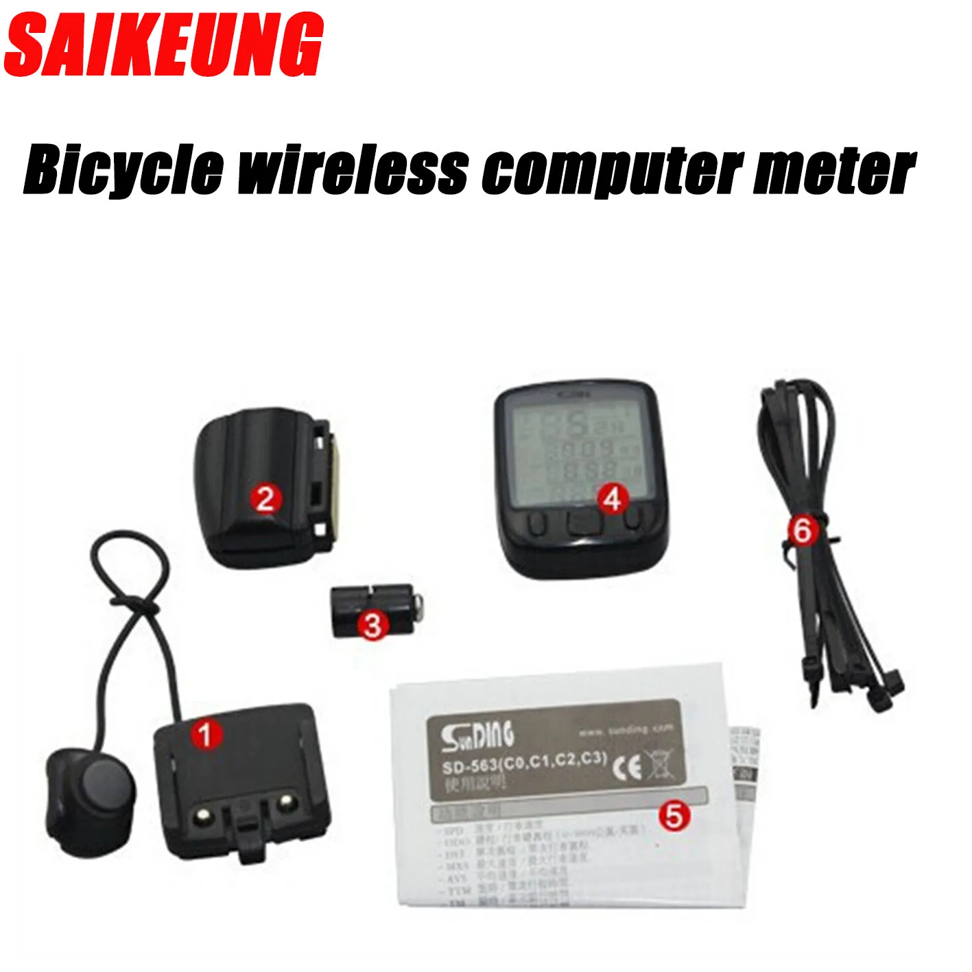 Saikeung เครื่องวัดระยะทางแบบมีสายไร้สาย, คอมพิวเตอร์จักรยานเสือภูเขาจักรยานหน้าจอ LED สามารถวัดค่าได้