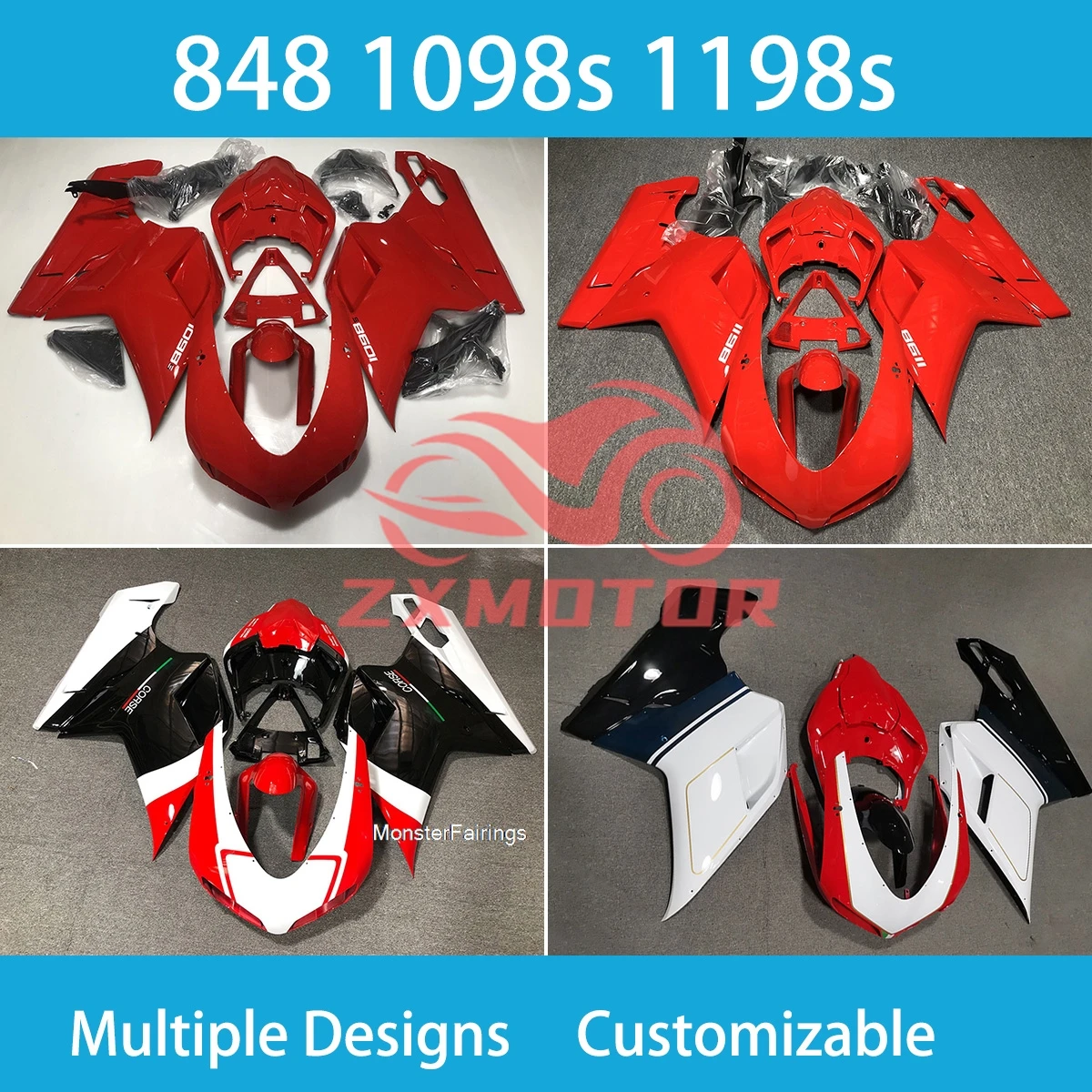 

Для Ducati 848 1098 1198 1098 s 1198 s обтекатели Aftermaket кузов мотоцикла комплект обтекателя инъекционного ABS капот