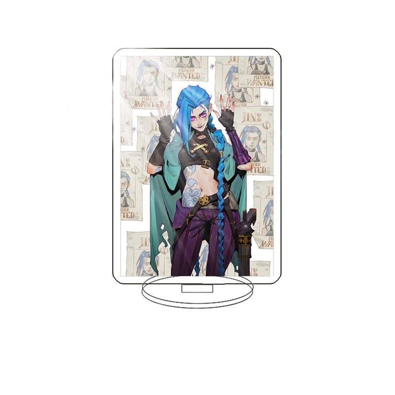 Arcane League of Legends Jinx Vi Anime Acrylic stand board character Display ornaments Key chain table decoration friend gifts