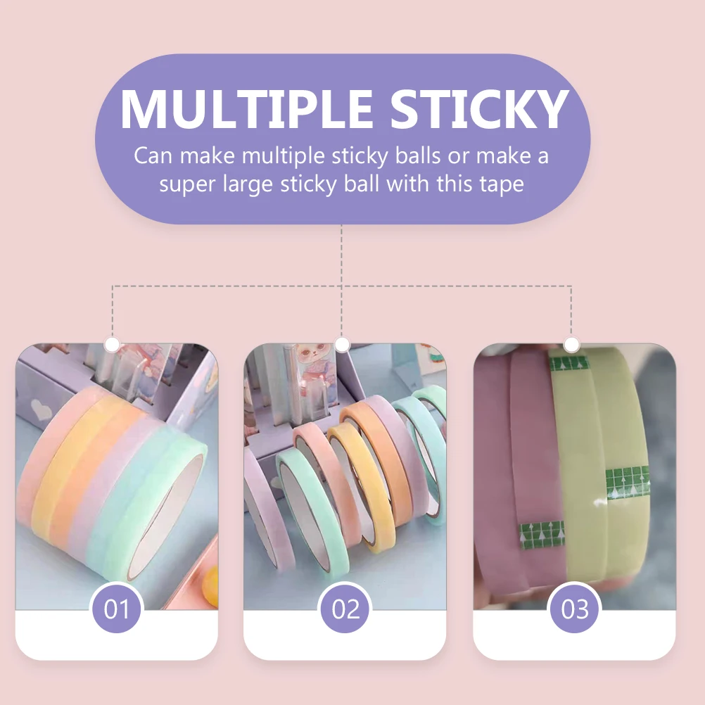

7 Rolls Bopp Film Decompression Ball Colored Masking Tape Sticky Balls Double Sided Stress Relief Anti Stress Kids Toy