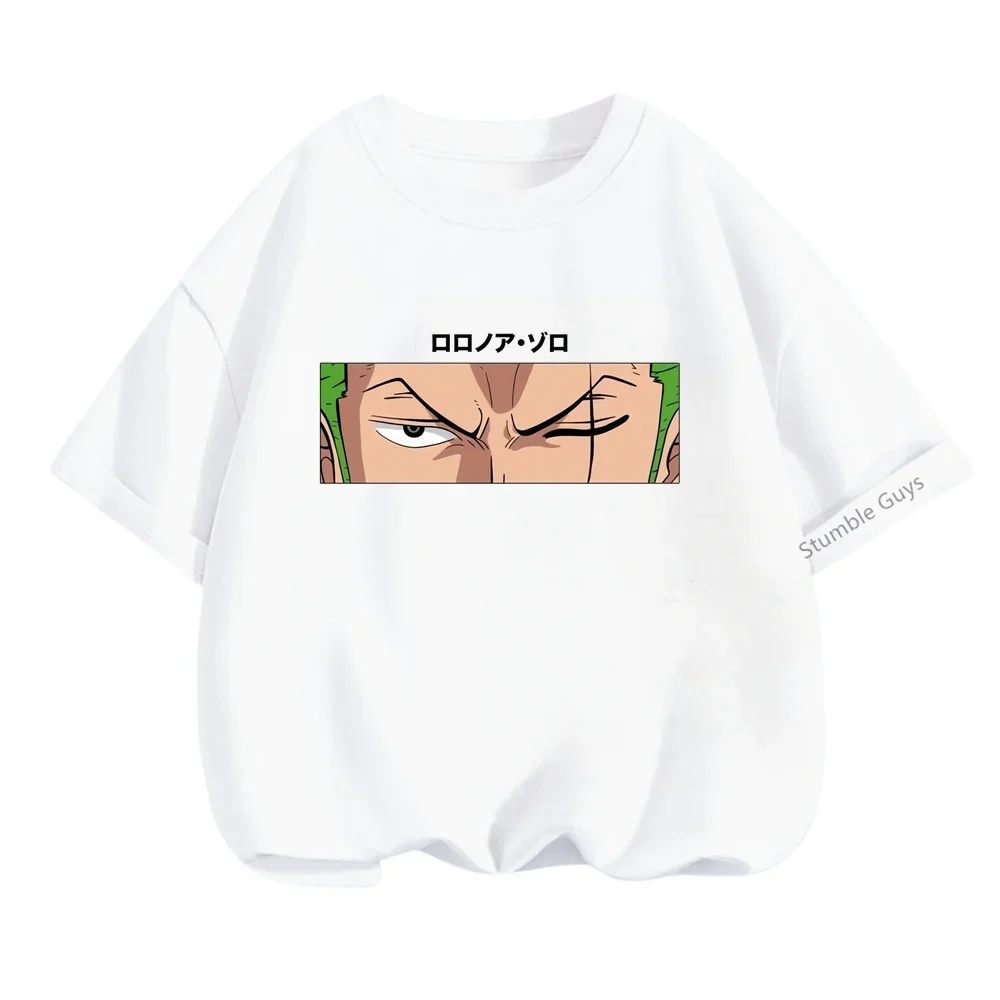 Cartoon Printed Summer Fashion Anime One Pieces T-shirt Kids Sports Short Sleeve Luffy Tshirt Boys Girls Harajuku Teen Shirt Top