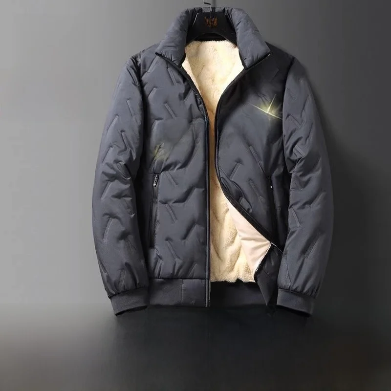 

Thiened Fce Lamb Velvet Cotton Jaet Men's Loose Casual Outerwear Autumn Winter Stand Collar Working Outdoors Coat
