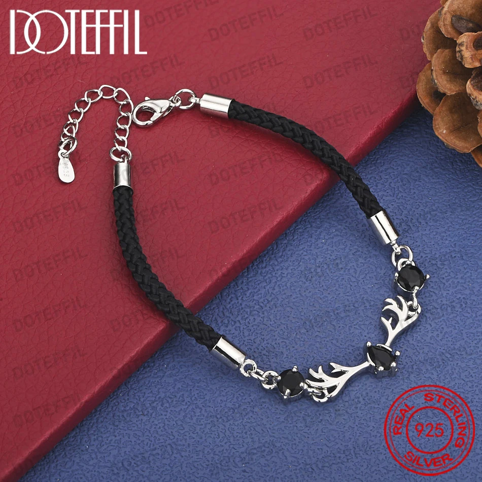 

DOTEFFIL Hand-Woven 925 Sterling Silver Crystal Bracelet Elegant Fashion Jewelry Accessory