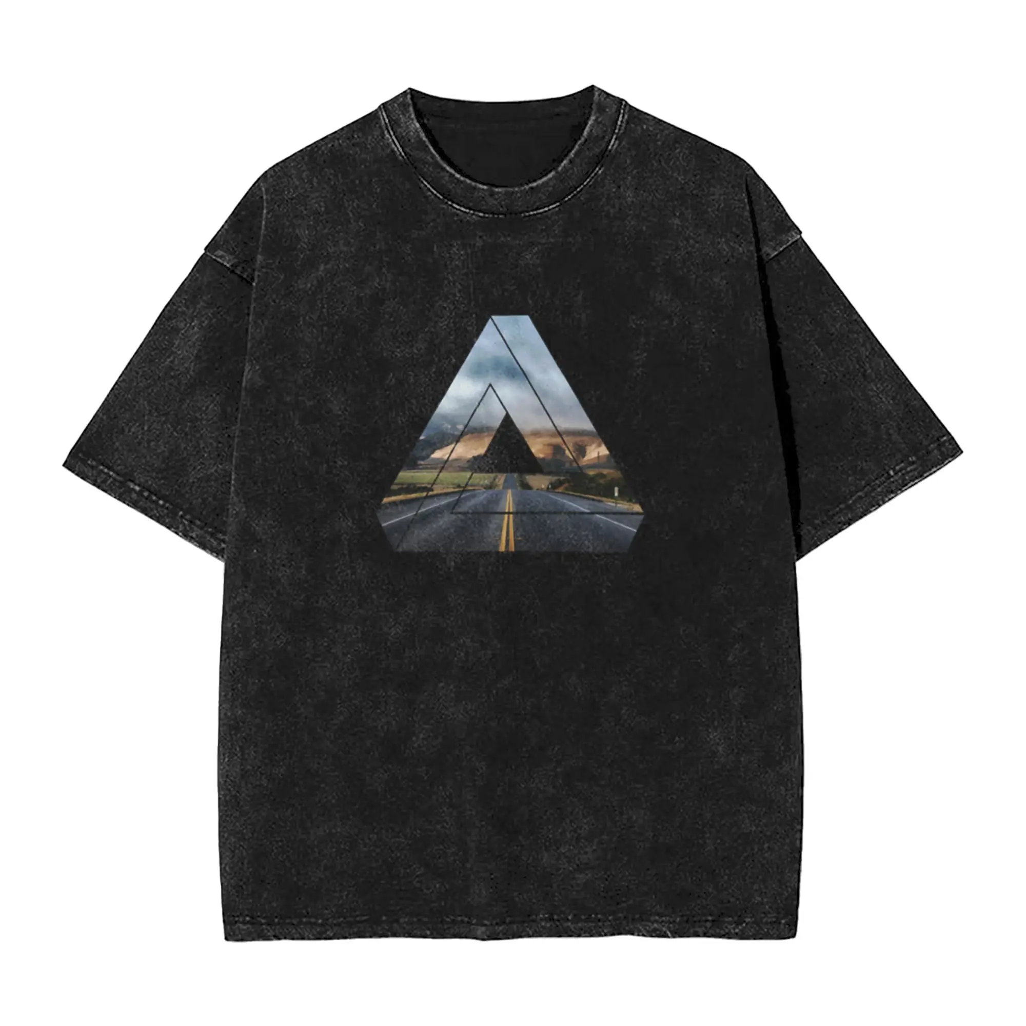 nature triangle road   gift Unique Cool A T-Shirt Oversized Short Sleeve Men's Women's Cotton Tees Tops